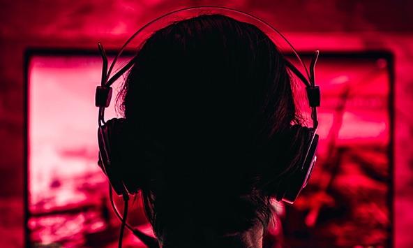 Person wearing gaming headset